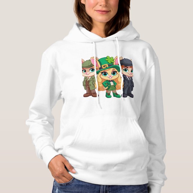 Trio Rabbit für St Patrick Hoodie (Vorderseite)