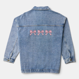 Trio Rosa Schleife Punkte Coquette Ästhetik Tshirt Jeansjacke