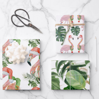 Trio Tropical Pink Christmas Flamingo Weihnachtsma Geschenkpapier Set