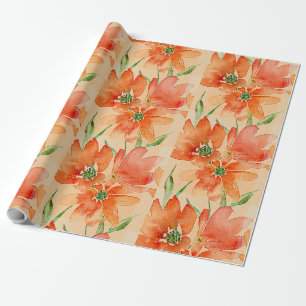 Trio tropischer Rot-Orange-Blume Geschenkpapier