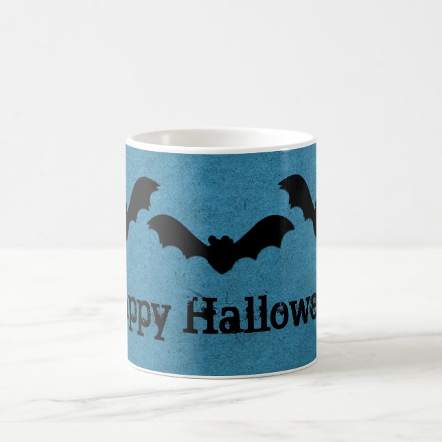Trio von Fledermäusen Halloween-Tasse, Dunkelblau Tasse (Mittel)