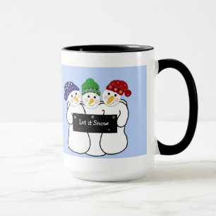 Trio von Schneemännern mit Schneezeichen Tasse