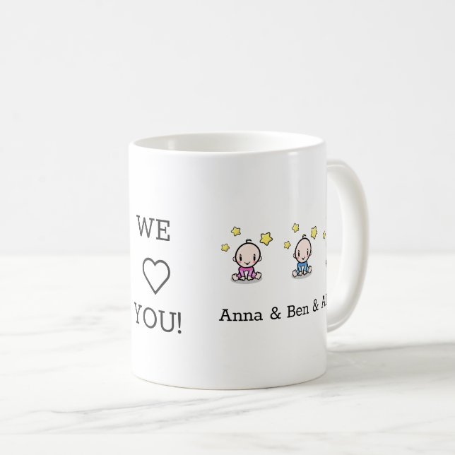 Triole Babys: Wir Liebe Mama Geschenk, Kaffeetasse (VorderseiteRechts)