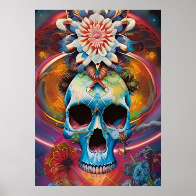 Trip Balls Art - Tribal Skull Poster (Vorne)
