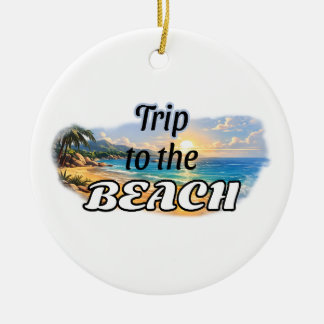 Trip to the Beach Tropical Sunset Escape Design Keramik Ornament