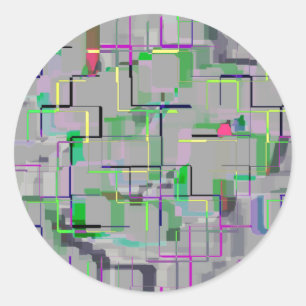 "Trip to the Zoo" Geometrische Kunst Runder Aufkleber