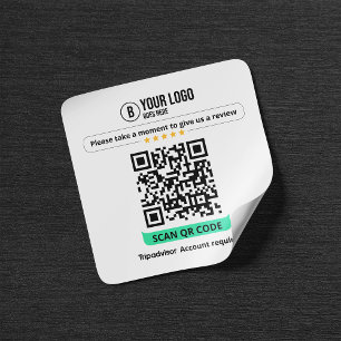 Tripadvisor Bewertungen QR Code Bewerte Geschäft 5 Quadratischer Aufkleber