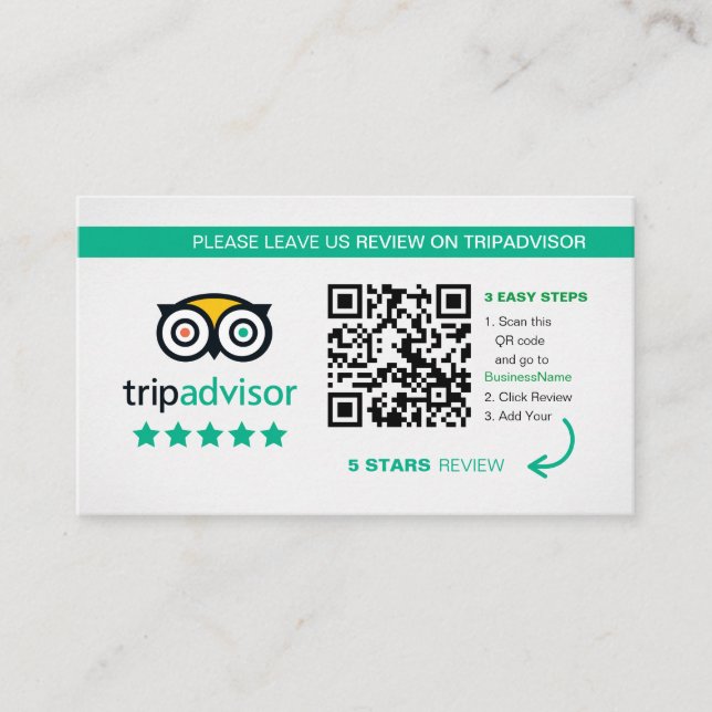 Tripadvisor-Reviews | Business QR Code Vielen Dank Visitenkarte (Vorderseite)