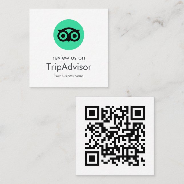 Tripadvisor-Reviews | Business Review QR Code Quadratische Visitenkarte (Vorne/Hinten)
