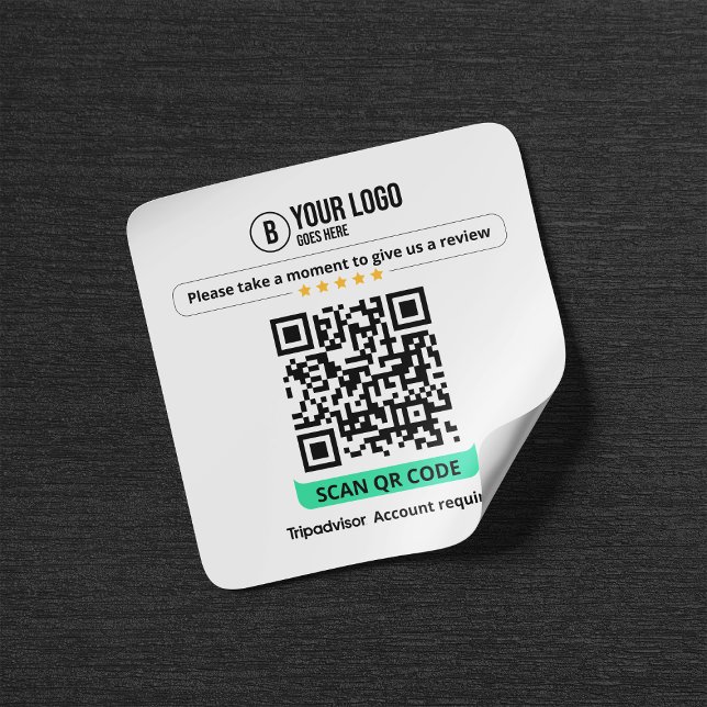 Tripadvisor reviews QR Code Rate Business 5 Star Quadratischer Aufkleber (Von Creator hochgeladen)