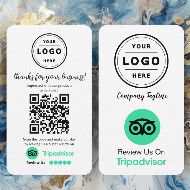 TripAdvisor-Überprüfungs-Anforderungskarte mit QR- Visitenkarte (leave a review)