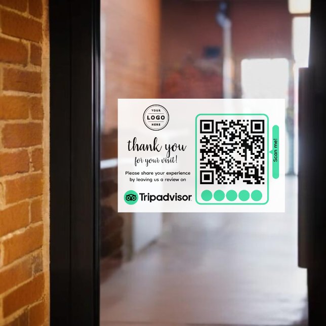 TripAdvisor-Überprüfungsanfrage mit Logo und QR-Co Fensteraufkleber (TripAdvisor review request with logo and QR Code Window Cling, get more 5 star reviews from clients)