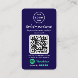 TripAdvisor-Überprüfungsanfrage mit Logo und QR-Co Visitenkarte