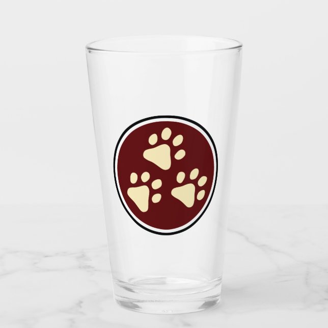 Tripawds 3-Pfoten-Logo Glas (Vorderseite)