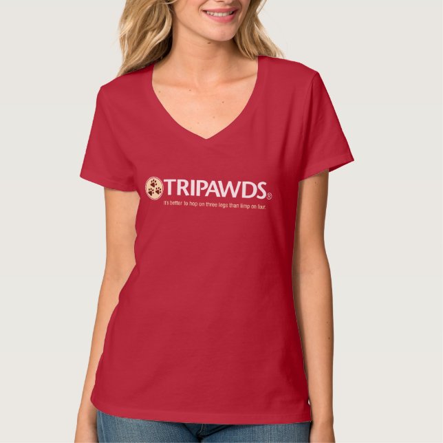 Tripawds Logo T (Frauen, Dunkel) T-Shirt (Vorderseite)