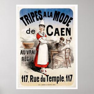 Tripes La Mode de Caen Vintag Food und Art Poster