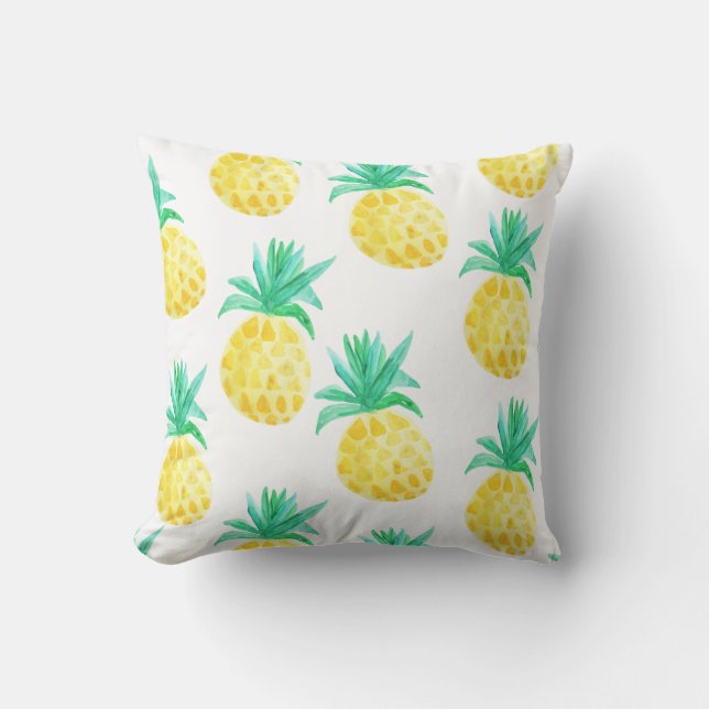 Tripical Watercolor-Ananas-Wohngestaltung Kissen (Vorderseite)
