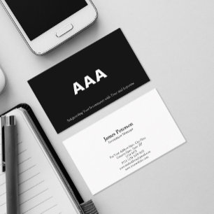 Triple A Investment Grade Bonds Schwarz Visitenkarte