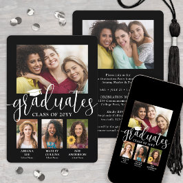 Triple Abschluss Foto Collage Schwarz-weiß Joint Ankündigung