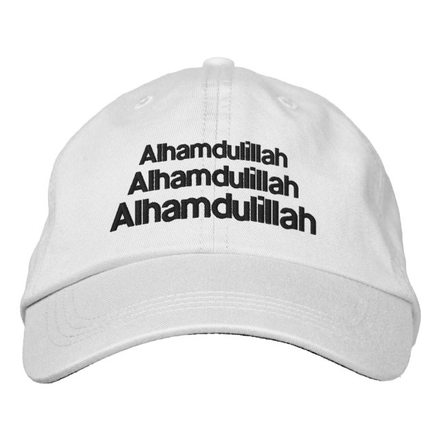 Triple Alhamdulillah Typografie White Trucker Hat Bestickte Baseballkappe (Vorderseite)