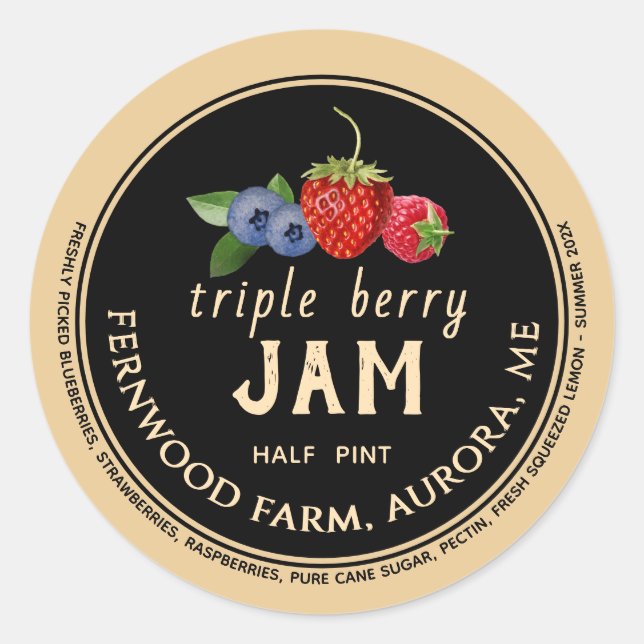 Triple Berry Jam Classic Round Sticker (Vorderseite)