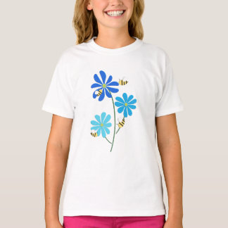 Triple Blue Flowers T - Shirt