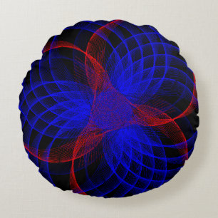 Triple Blueberry Accent Geometric Round Pillow Rundes Kissen