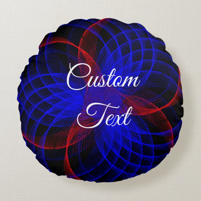 Triple Blueberry Color Geometric Round Pillow Rundes Kissen (Vorderseite)