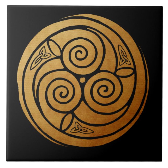 Triple Celtic Knot Swirl Mandala Fliese (Vorderseite)