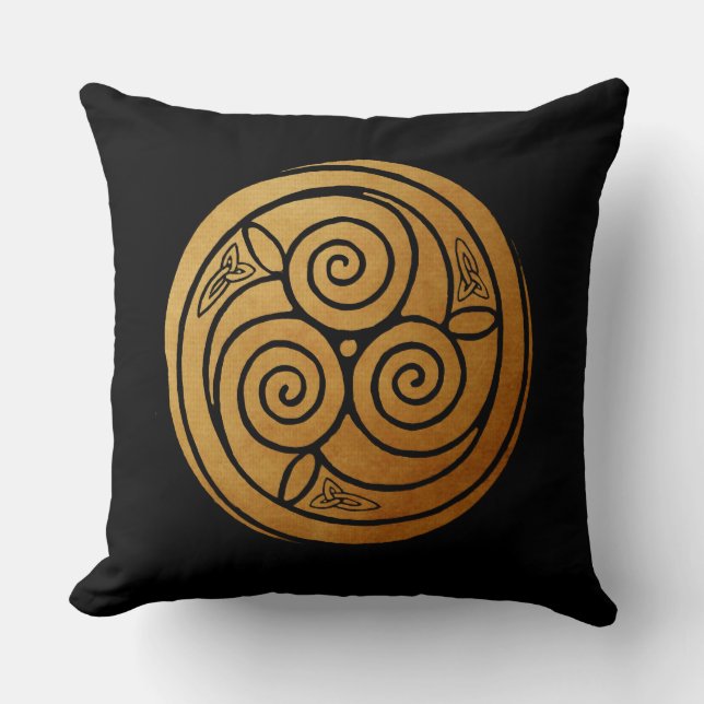 Triple Celtic Knot Swirl Mandala Kissen (Vorderseite)