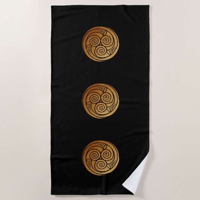 Triple Celtic Knot Swirl Mandala Strandtuch (Vorderseite)