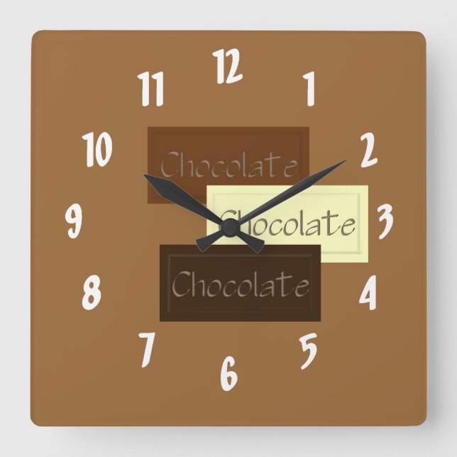 Triple Chocolate Quadratische Wanduhr (Vorderseite)