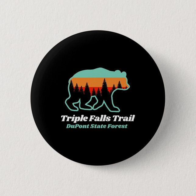 Triple Falls Trail Dupont Staat Forest Bear Souven Button (Vorderseite)