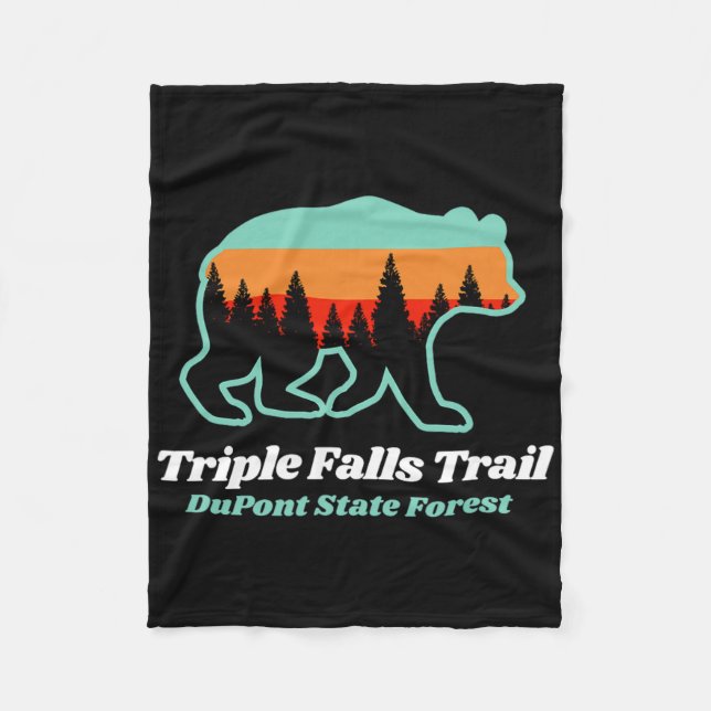 Triple Falls Trail Dupont Staat Forest Bear Souven Fleecedecke (Vorderseite)