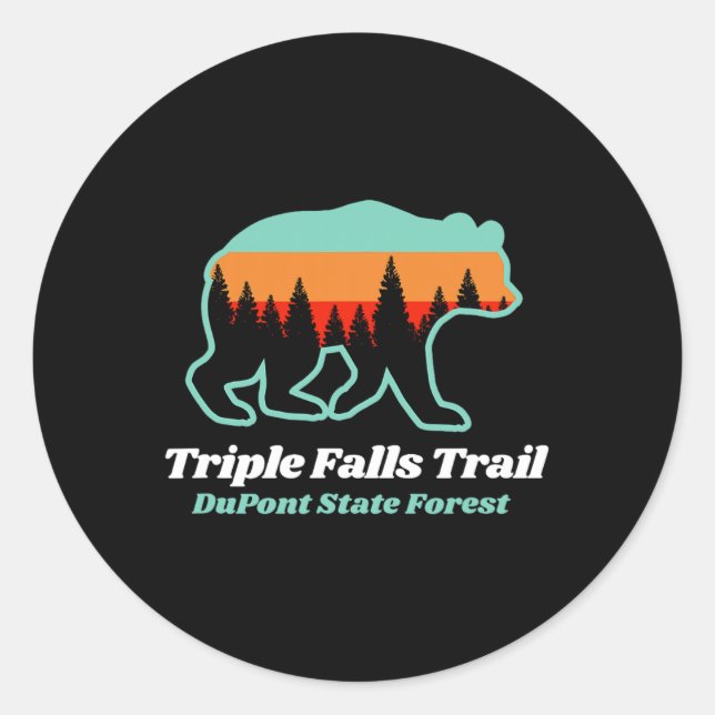 Triple Falls Trail Dupont Staat Forest Bear Souven Runder Aufkleber (Vorderseite)