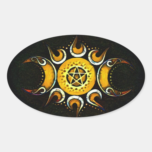 Triple Goddess Crowned - Dunkel Ovaler Aufkleber (Vorderseite)