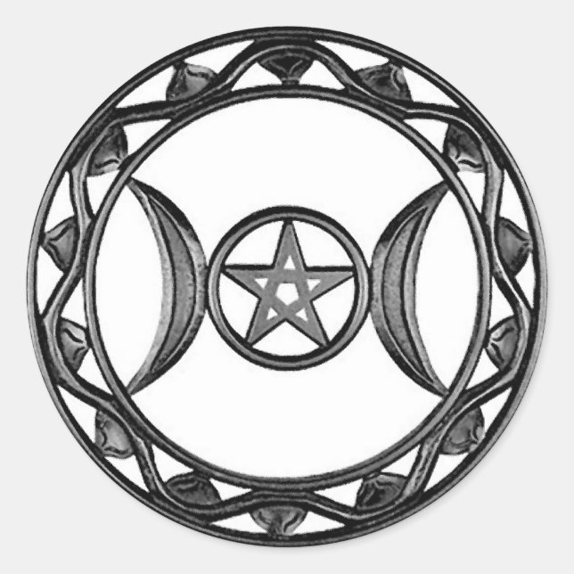 Triple Goddess mit Pentagram Runder Aufkleber (Vorderseite)