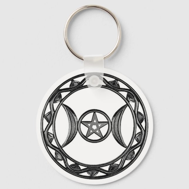 Triple Goddess mit Pentagram Schlüsselanhänger (Vorderseite)