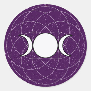 Triple Goddess Moon Runder Aufkleber