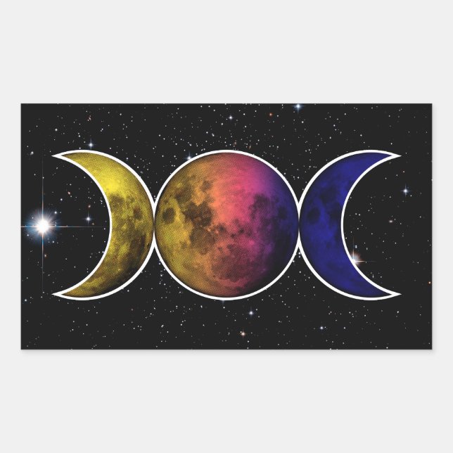 Triple Goddess Moon Symbol Rechteckiger Aufkleber (Vorderseite)