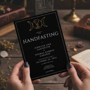 Triple Goddess Wiccan Moon Black Handfast zwei Sei Einladung