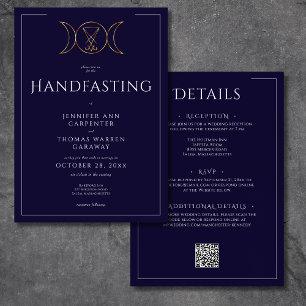 Triple Goddess Wiccan Moon Blue Handfast auf zwei  Einladung