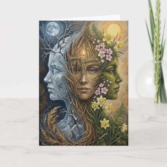 Triple Goddess Winter to Spring Imbolc Fantasy Art Karte (Vorderseite)