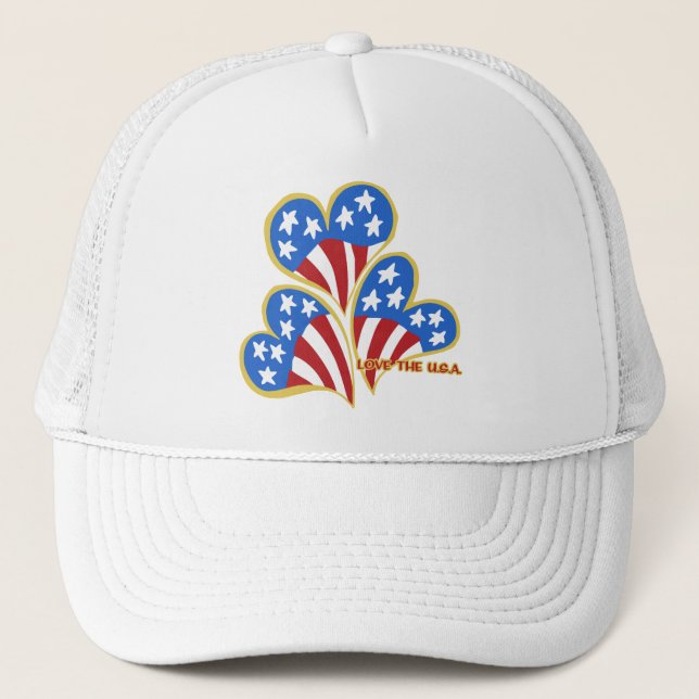 Triple Hearts USA Trucker Hat Truckerkappe (Vorderseite)