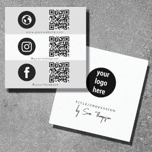 Triple Icon & QR Code Business Social Media-Logo Telefonnummerkarte