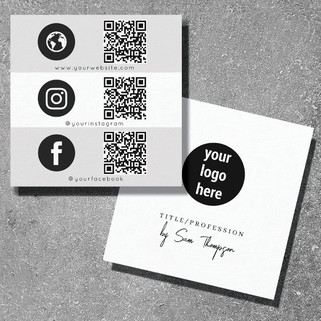 Triple Icon & QR Code Business Social Media-Logo Telefonnummerkarte (Triple Icon & QR Code Business Social Media Logo Calling Card)