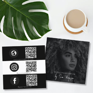 Triple Icon QR Code Foto Business Social Media Quadratische Visitenkarte