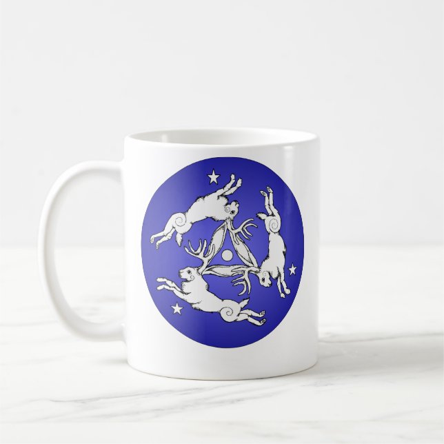 Triple Jackalope White auf Blue Kaffeetasse (Links)
