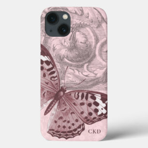 Triple Monogram Pink Barock Butterfly Art Case-Mate iPhone Hülle