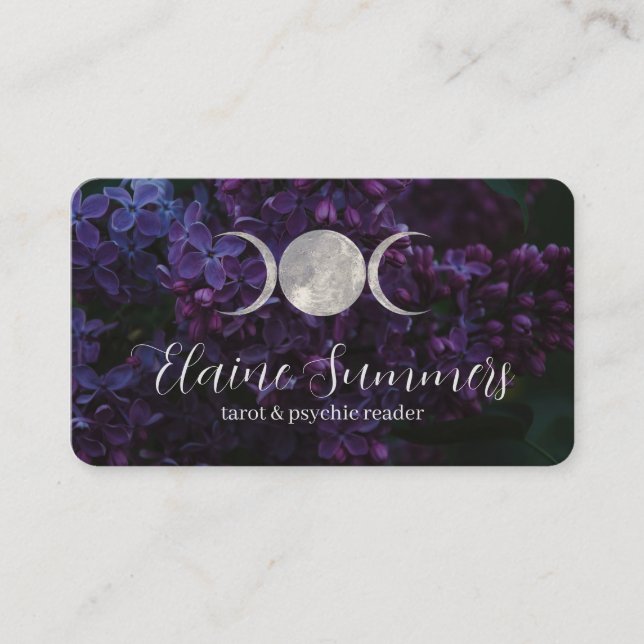 Triple Moon Dark Floral Business Card Visitenkarte (Vorderseite)
